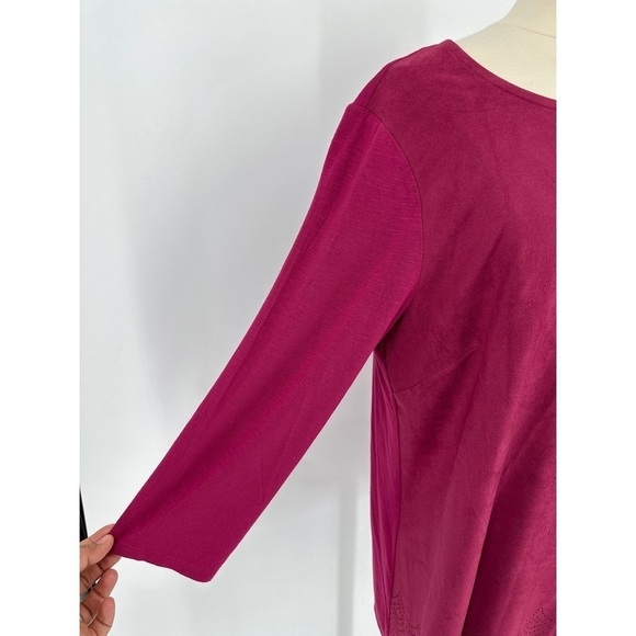 Chicos Lace Trim Long Sleeve Tunic Top - Picture 4 of 11